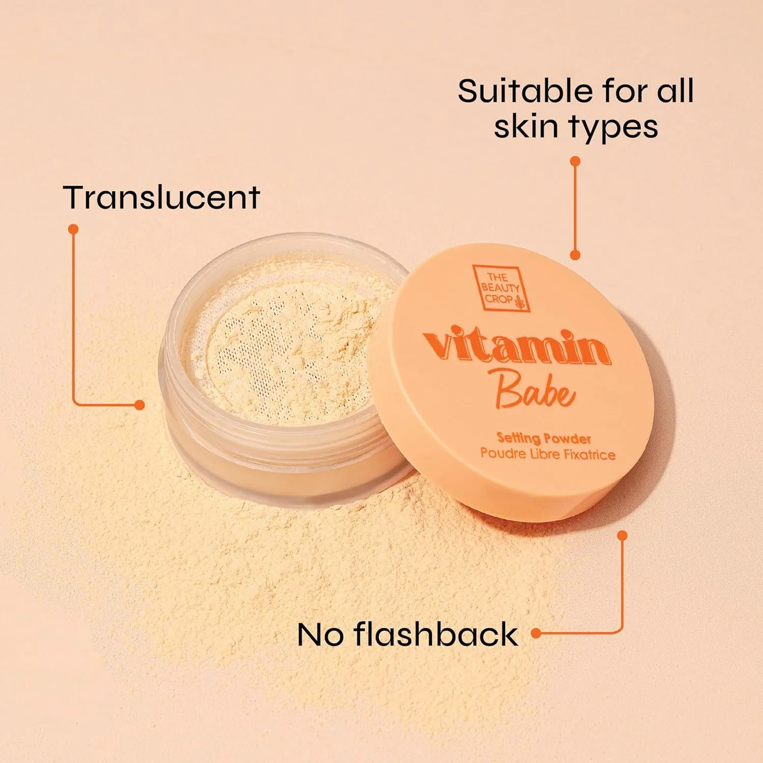 The Beauty Crop Vitamin Babe Setting Powder - Talc-Free Loose Powder for Flawless Finish - Banana Shade - 8.0g/0.27 oz
