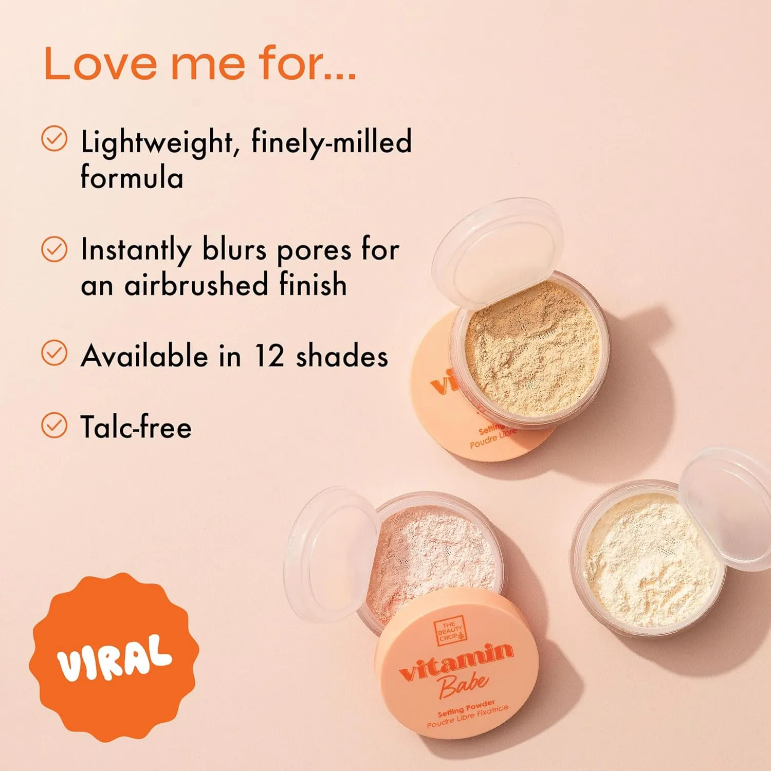 The Beauty Crop Vitamin Babe Setting Powder - Talc-Free Loose Powder for Flawless Finish - Banana Shade - 8.0g/0.27 oz