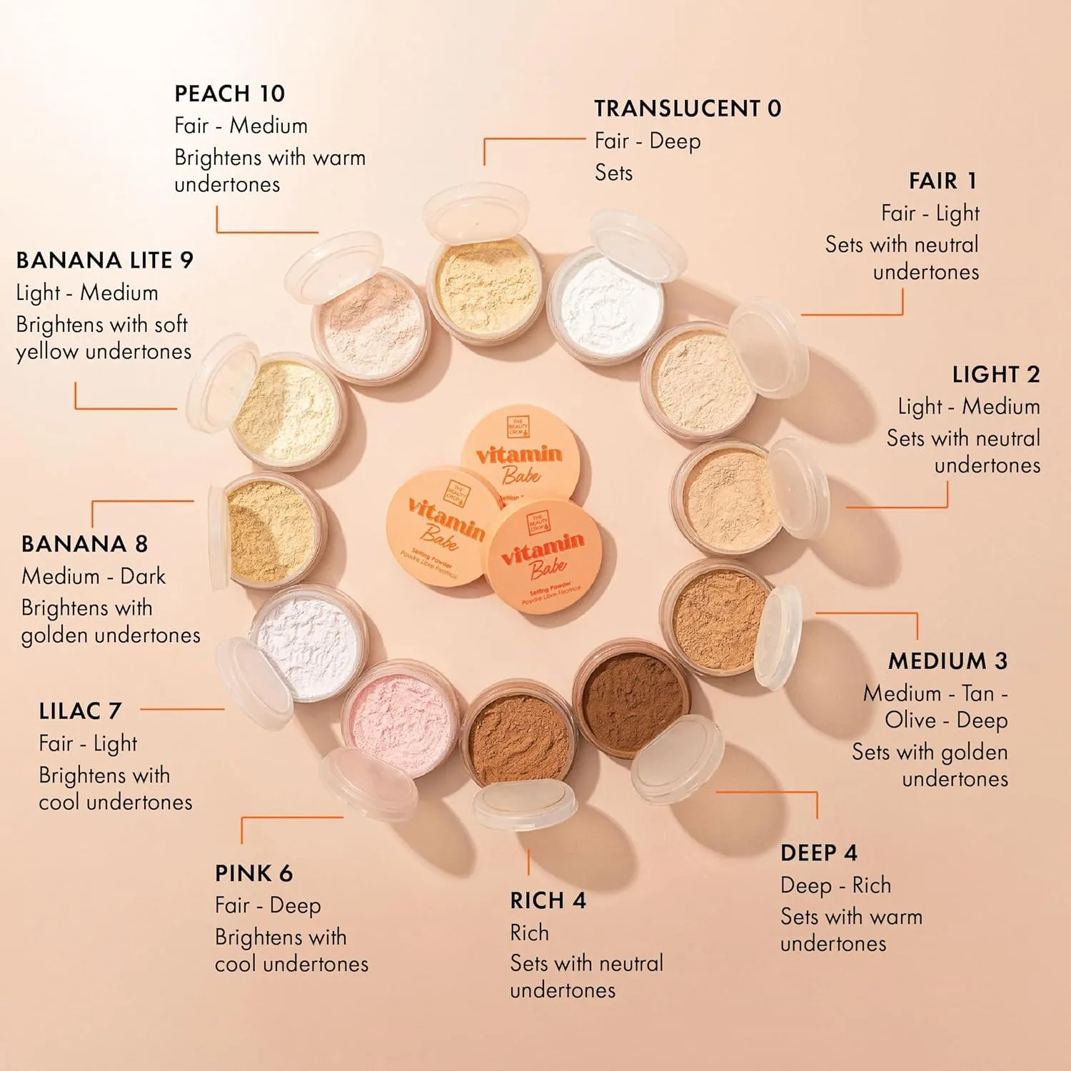 The Beauty Crop Vitamin Babe Setting Powder - Talc-Free Loose Powder for Flawless Finish - Rich Shade - 0.35 oz