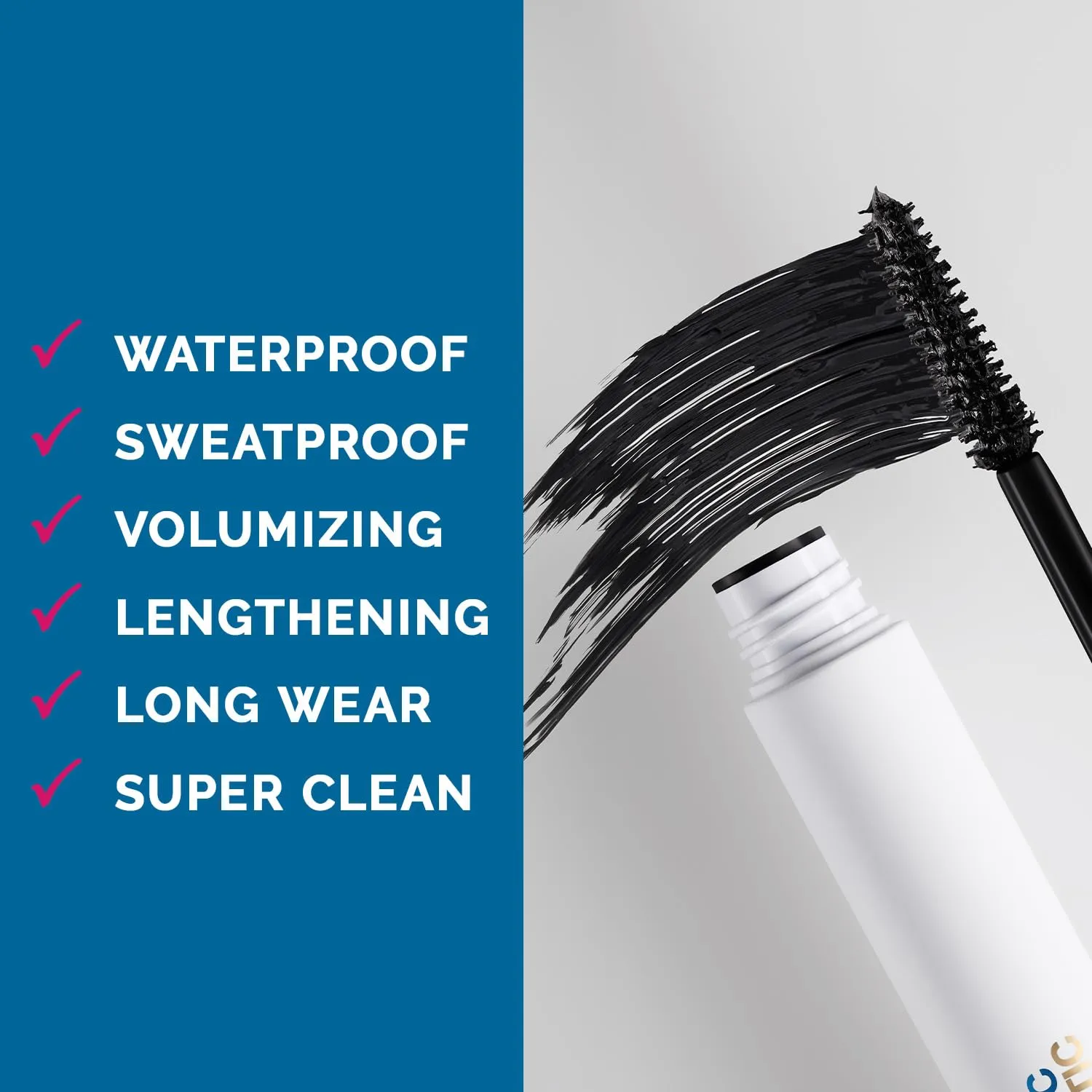 The G.O.A.T Waterproof Mascara - Clean, Nontoxic, Vegan, Smudge Proof, Sweatproof, Sustainable, Infuse lashes with Peptides & Hyaluronic Acid, Volumizing & Amplifying