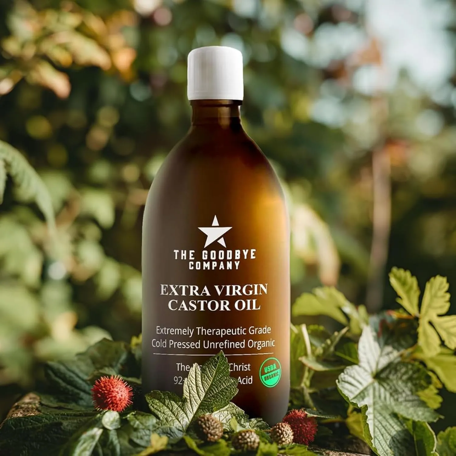 The Goodbye Company Organic Castor Oil – 4.25oz – 100% Pure, Cold-Pressed & Unrefined – Hexane-Free – Nourishing Oil for Healthy Skin, Hair Growth & Eyelashes (120mL)
