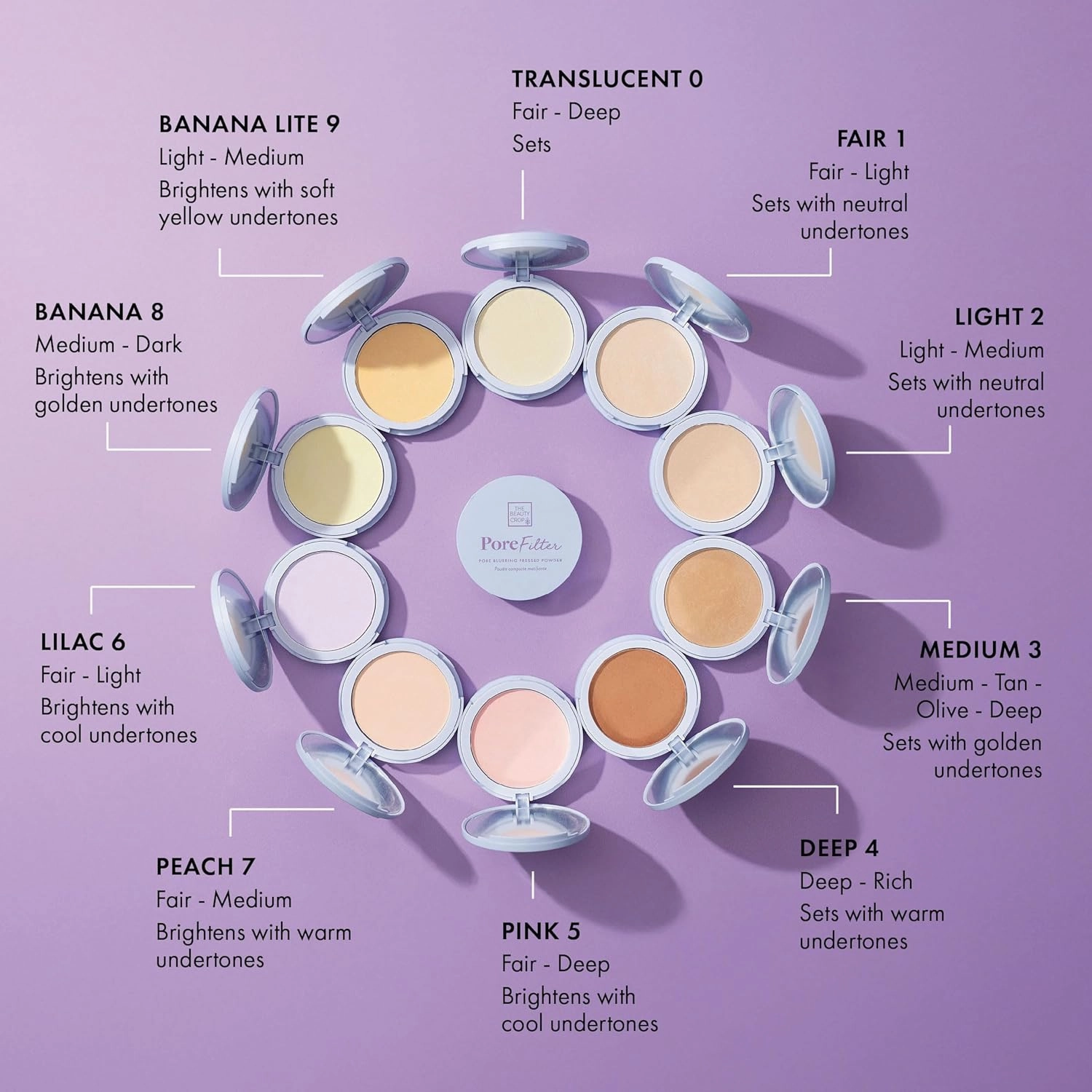 The Beauty Crop PoreFilter Pressed Powder - Blurs Pores & Controls Shine - Medium Shade - 0.34 oz