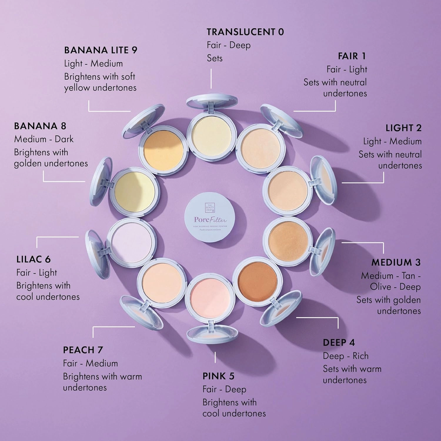 The Beauty Crop PoreFilter Pressed Powder - Blurs Pores & Controls Shine - Peach Shade - 0.34 oz