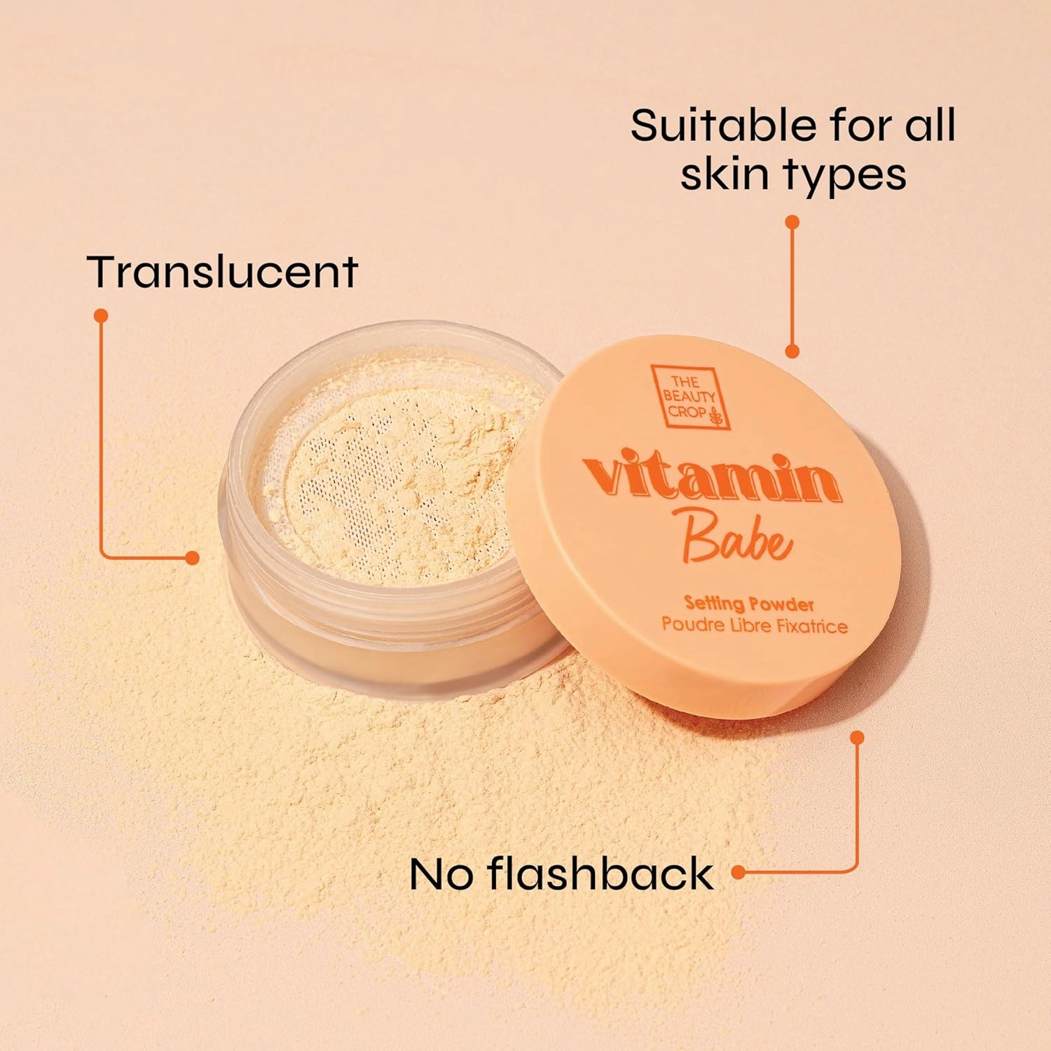 The Beauty Crop Vitamin Babe Setting Powder - Talc-Free Loose Powder for Flawless Finish - Medium Shade - 0.35 oz