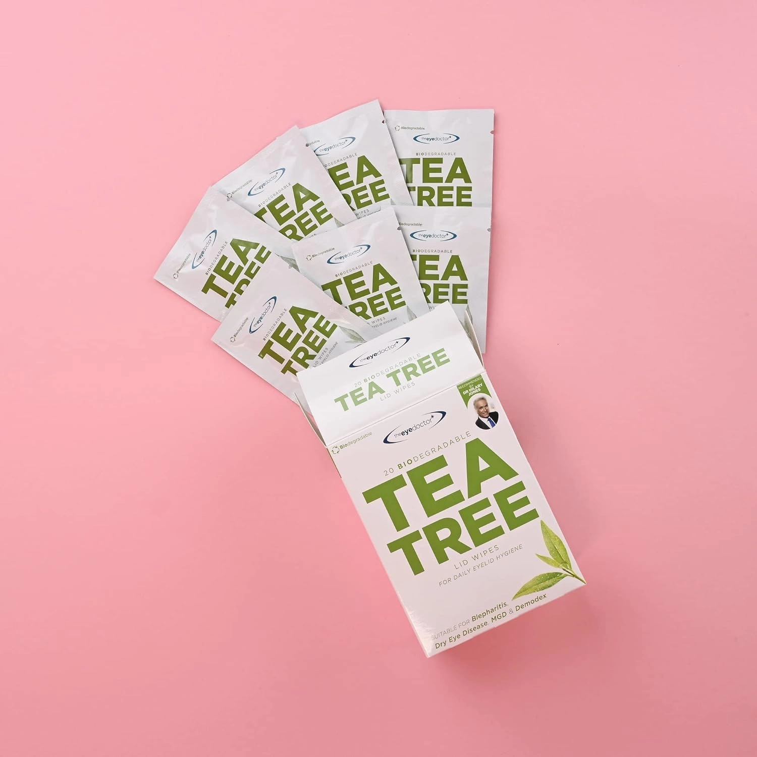 The Eye Doctor Tea Tree Eyelid Wipes - 40x Cleansing Lid Wipes Suitable for Dry Eye Blepharitis MGD & Demodex - Tea Tree, Coconut & Argan Oil
