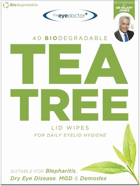 The Eye Doctor Tea Tree Eyelid Wipes - 40x Cleansing Lid Wipes Suitable for Dry Eye Blepharitis MGD & Demodex - Tea Tree, Coconut & Argan Oil