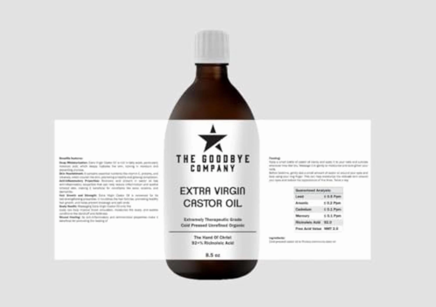 The Goodbye Company Organic Castor Oil – 100% Pure Extra Virgin, Cold-Pressed & Unrefined – Hexane-Free – Nourishing Oil for Healthy Skin, Hair Growth & Eyelashes (250mL)