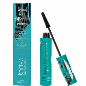 Thrive Mascara Liquid Lash Extensions, Natural Volumizing Lengthening Eye Makeup, Waterproof & Smudge-Proof, Long-Lasting No Clumping（Blackest Black 0.38 OZ）