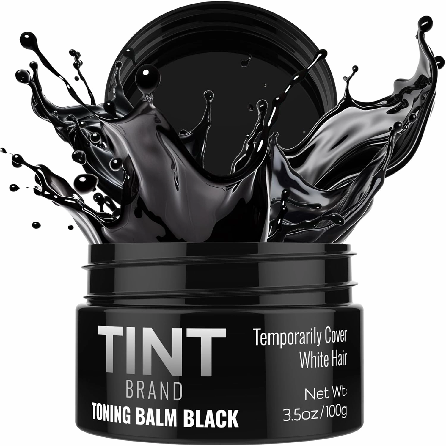 Tint Black Toning Balm Hair Gel for Men, Temporary Grey Hair Darkening, Natural Strong Hold, Styling Gel for Men & Women, Travel Size