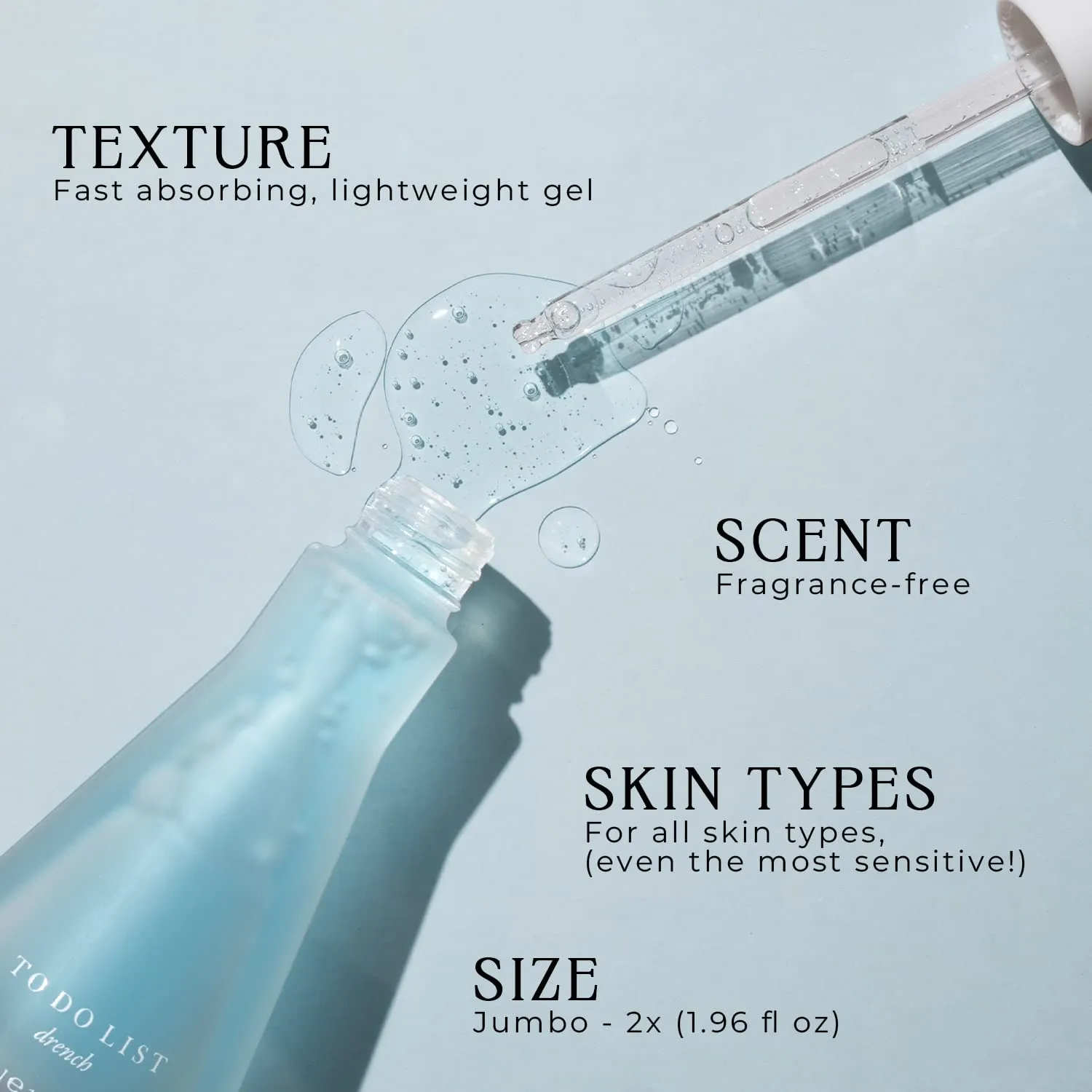 TO DO LIST Face Serum, Drench | Pure Hyaluronic Acid Serum for Face w/Glycerin, Snow Mushroom, & Ginseng | Intense Hydrating Serum | Oil-Free, Lightweight, Korean Skin Care (58 ml)