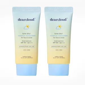 Tone Blur Essence Sunscreen Duo – SPF 50 (1.69 fl oz) – Korean Sunscreen for Face with Aloe & Cica – Blurring Primer (2 Pack)