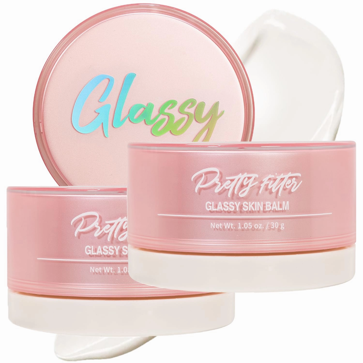 Touch in Sol Pretty Filter Glassy Skin Balm Primer 2 Pack – Skin Smooth Moisturizing Primer before Makeup - Natural Glow Face Cream Moisturizer with Shea Butter and Rose Flower Water, 1.05 oz.