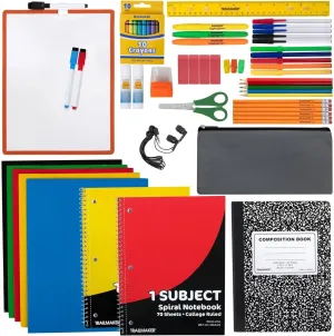 Trail maker Back to School Supplies 60 Piece Bundle Kit for Girls, Boys, Kids, Back to School Supply Box Set Includes Notebooks, Folders, Composition Book, Headphones, Ruler, and More