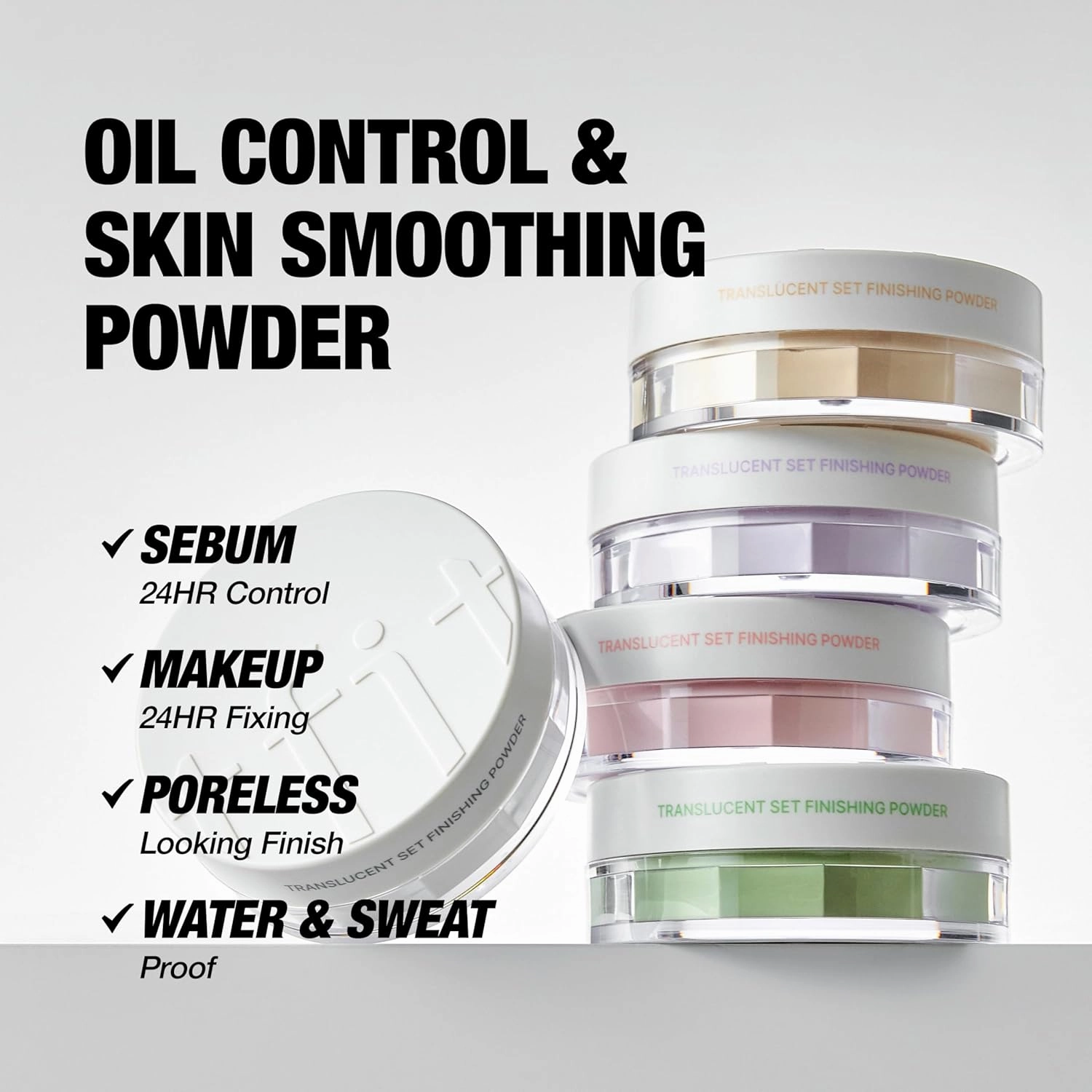 Translucent Set Finishing Powder - Sebum Control Face Loose Powder, Matte & Silky Finish, Lightweight, Long-lasting, Korean Makeup, 0.24 Oz. (02 Skin Beige, 0.24 Oz.)