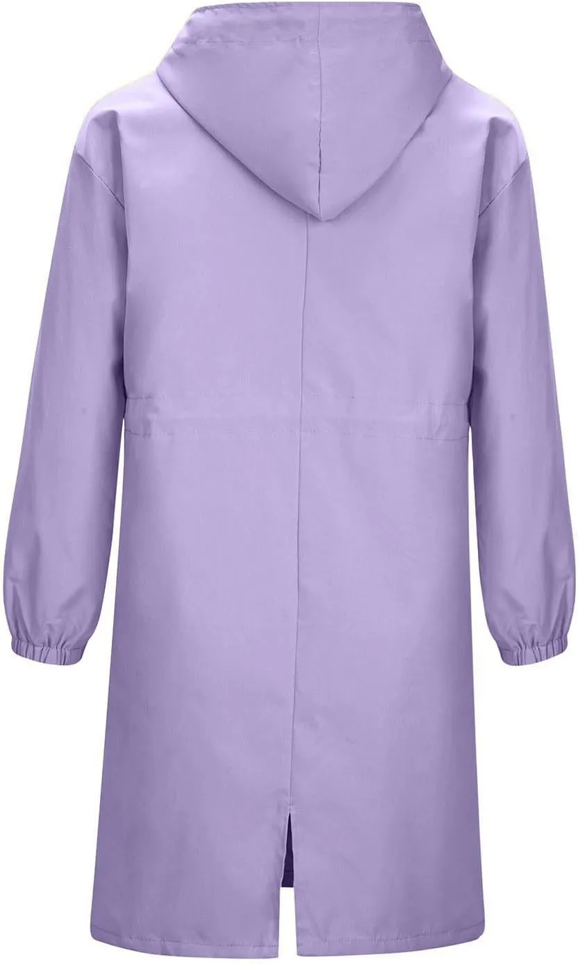 Trench Coat for Women 2023 Long Sleeve Solid Color Button Down Hooded Jacket Windproof Lightweight Plus Size Warm Clothes