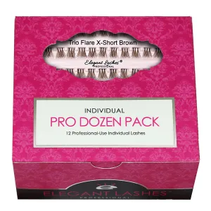 Trio Flare - X-SHORT Brown Individual Lashes (Pro Dozen Pack - 12 Trays)