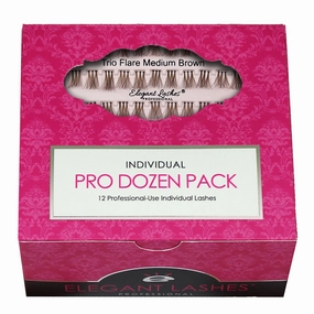Trio Flare - MEDIUM Brown Individual Lashes (Pro Dozen Pack - 12 Trays)