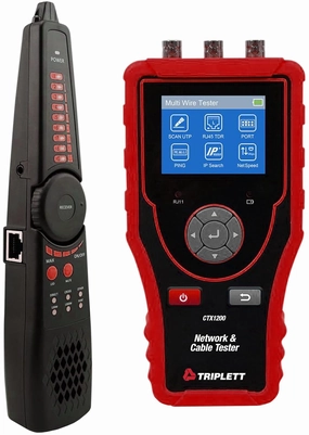 Triplett CTX1200 Network & Cable Tester and Probe with Built-in TDR tests for Opens, Shorts and Length, Black