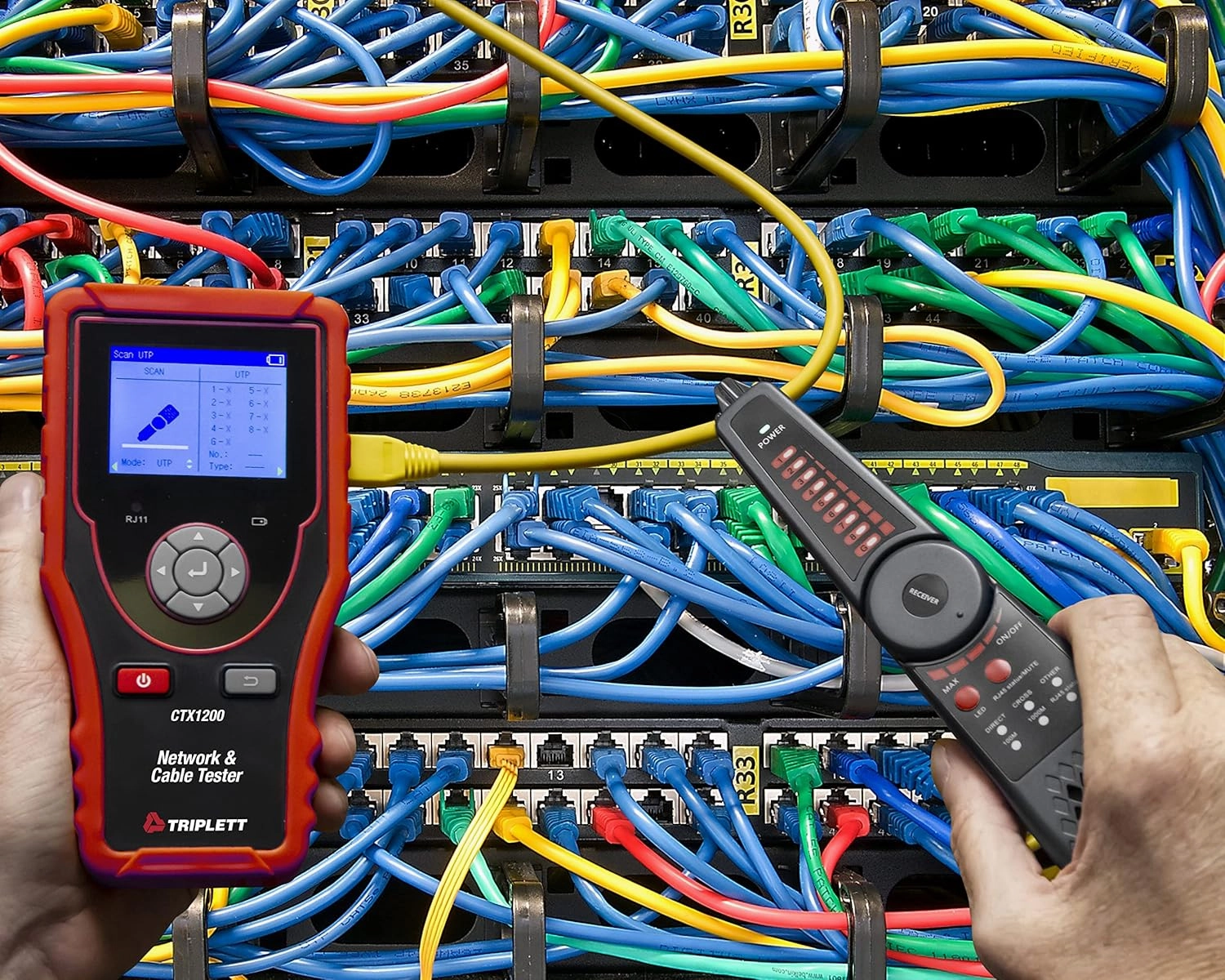 Triplett CTX1200 Network & Cable Tester and Probe with Built-in TDR tests for Opens, Shorts and Length, Black