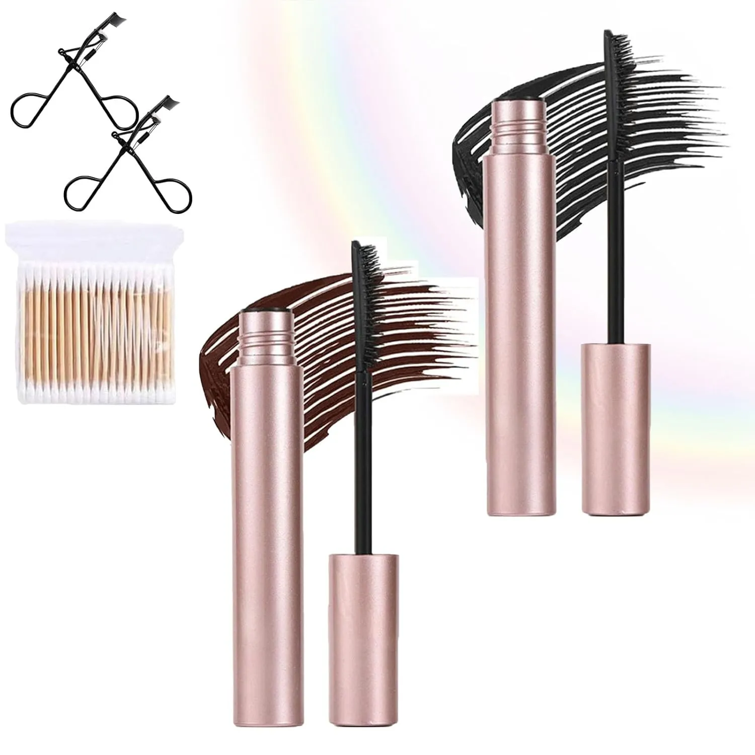 Tubing Mascara Black & Brown Duo For Lash Makeup - Lengthening & Curling Waterproof Mascara, Smudge-Proof Non-Clumping Formula with Dual Brushes, Long-Lasting Volume (Black Brown, L)