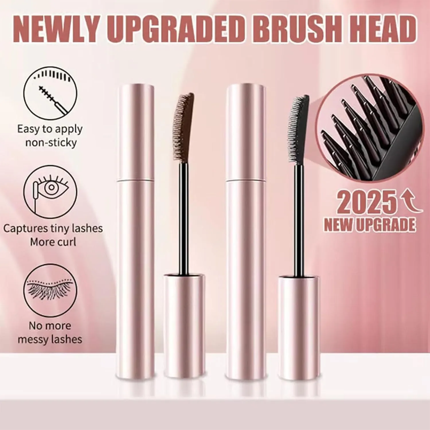 Tubing Mascara Black & Brown Duo For Lash Makeup - Lengthening & Curling Waterproof Mascara, Smudge-Proof Non-Clumping Formula with Dual Brushes, Long-Lasting Volume (Black Brown, L)