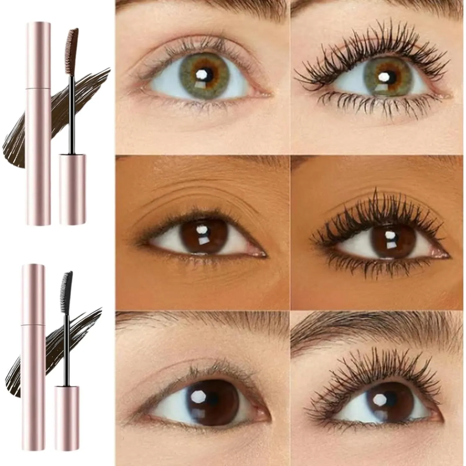 Tubing Mascara Black & Brown Duo For Lash Makeup - Lengthening & Curling Waterproof Mascara, Smudge-Proof Non-Clumping Formula with Dual Brushes, Long-Lasting Volume (Black Brown, L)