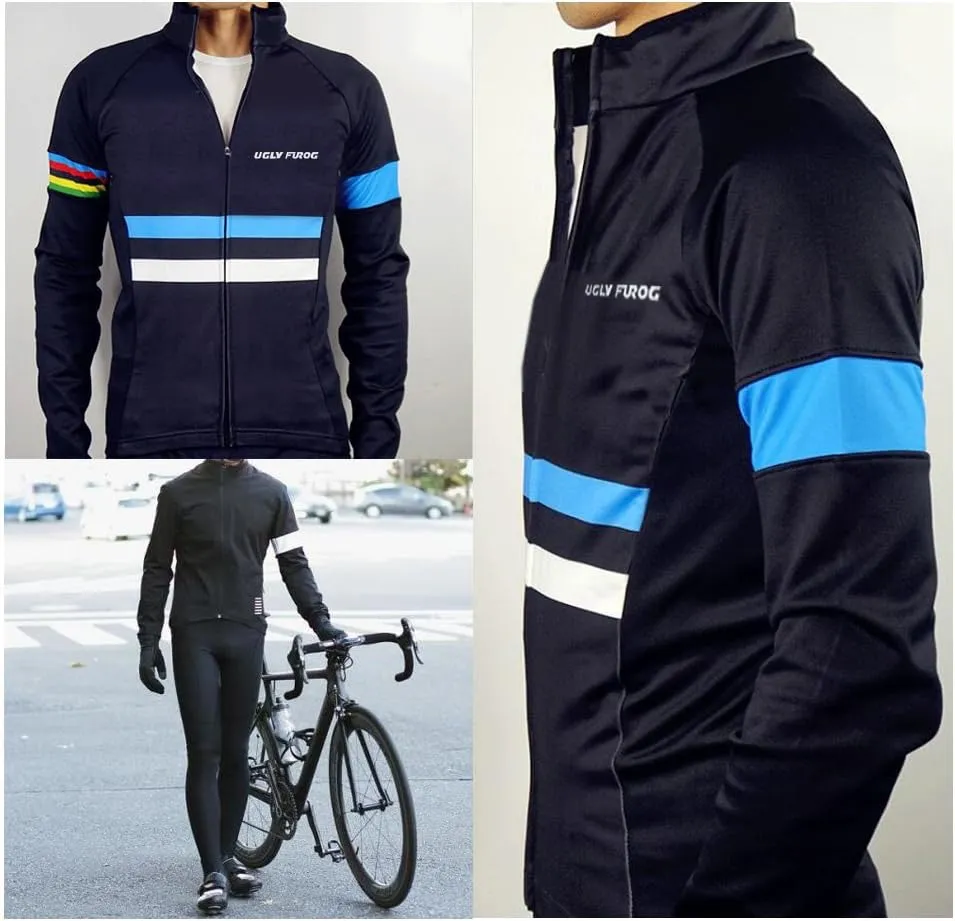 UGLY FROG Winter Fleece Mens Blaze Cycling Jersey Set Cold Wear Thermal Top   Cycling Tights Pants 3D Gel Padded Bike Suits