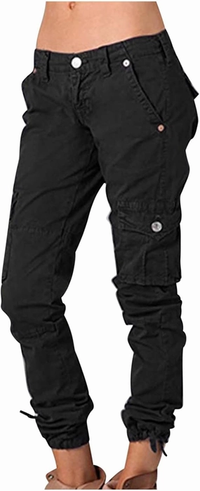 Uillui Military Women Cargo Pants Ripstop Multi-Pockets Corset Leg Bootleg Pant Low Waist Outdoor Hiking Tactical Cargo Pant