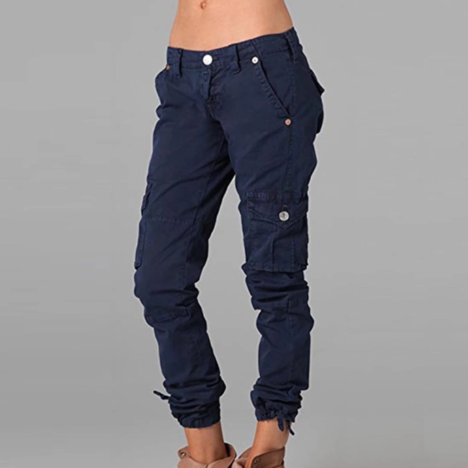 Uillui Military Women Cargo Pants Ripstop Multi-Pockets Corset Leg Bootleg Pant Low Waist Outdoor Hiking Tactical Cargo Pant
