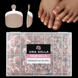 UNA GELLA Toe Nail Press Ons Honey Brown Toe Nail Tips Gel Nail Tips French Tip Press On Nails -216pcs 12sizes Soft Gel Press On Toenails Acrylic Nails Soak Off Toenail Press Ons For Home DIY Nail