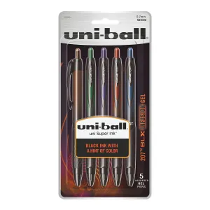 uni-ball 207 BLX Infusion Retractable Gel Pens, Medium Point (0.7mm), Assorted Colors, 5 Count