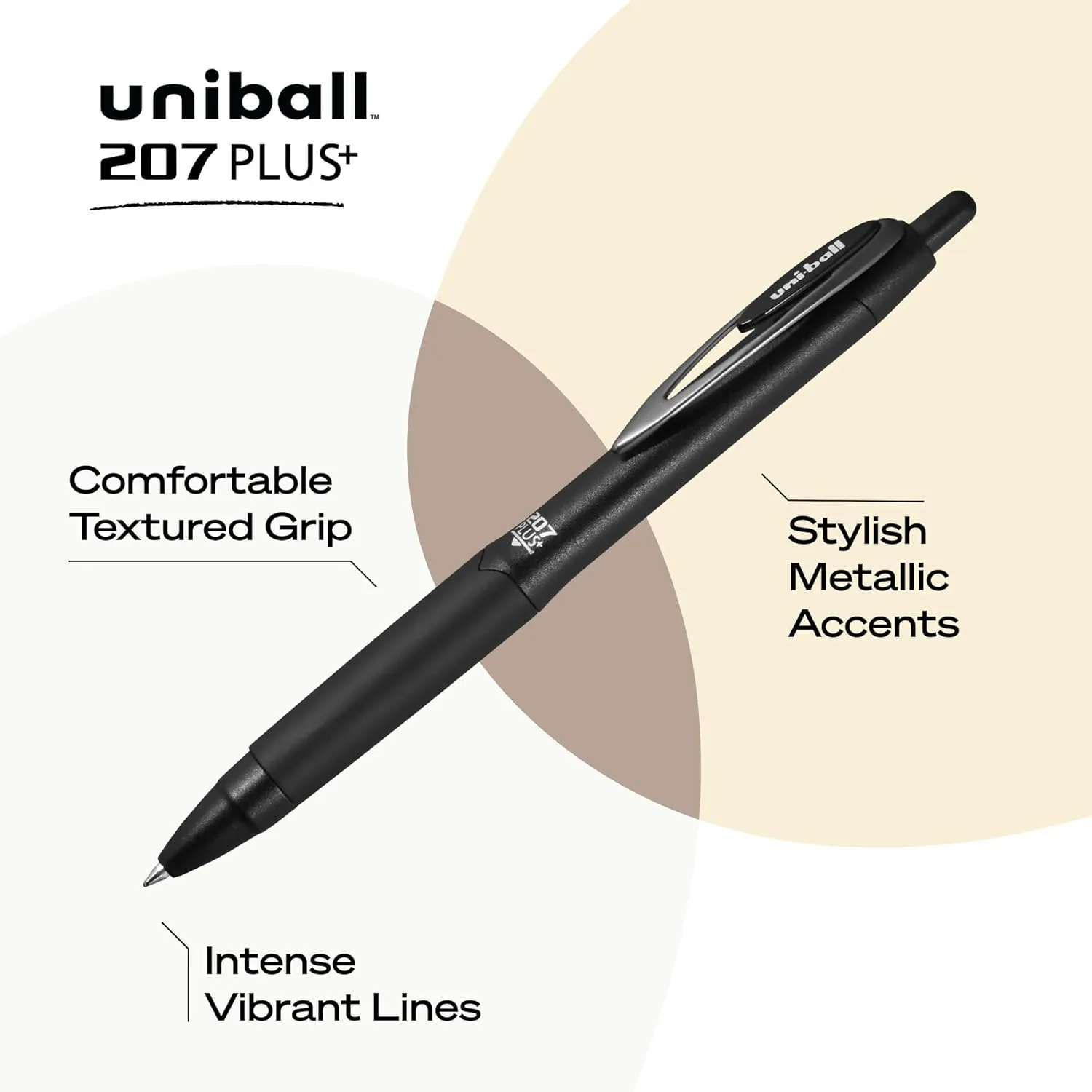 uniball 207 Plus  Retractable Gel Pens 12 Pack in Black with 0.7mm Medium Point Pen Tips - Uni-Super Ink  is Smooth, Vibrant, and Protects Against Water, Fading, and Fraud
