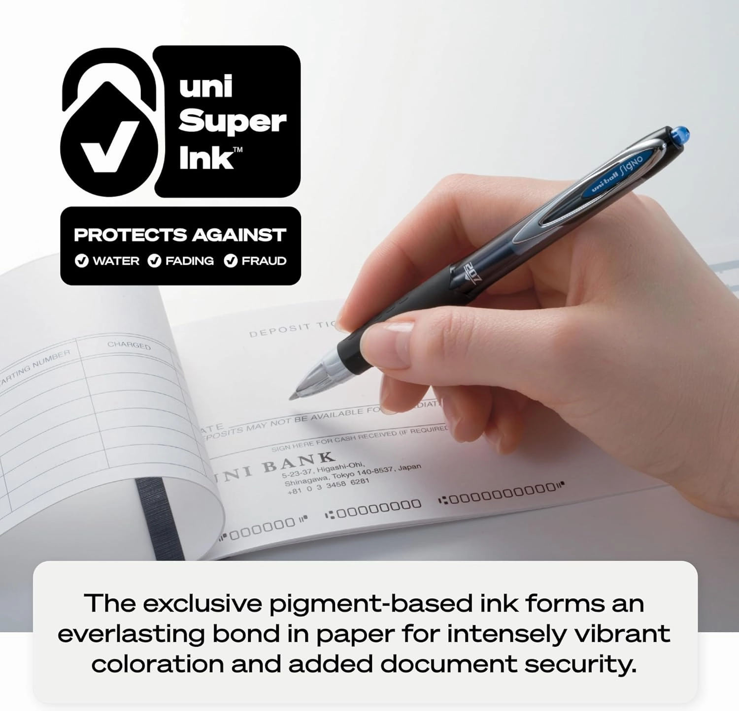 uniball Signo 207 Gel Pen, Retractable, Medium 0.7 Mm, Purple Ink, Smoke/black/purple Barrel, Dozen