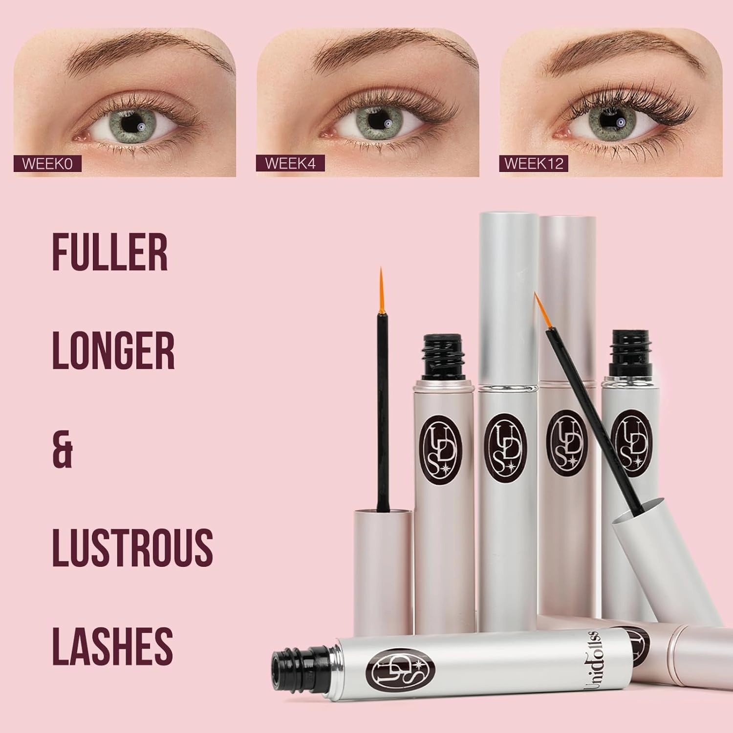 Unidollss Tubing Mascara Volume and Length Black and Lash Serum Set Lengthening Long Lasting All Day,Eyelash Growth Serum for Thicker,Longer Lash and Eyebrow,Tubing Mascara for 30  Women,Gluten-free