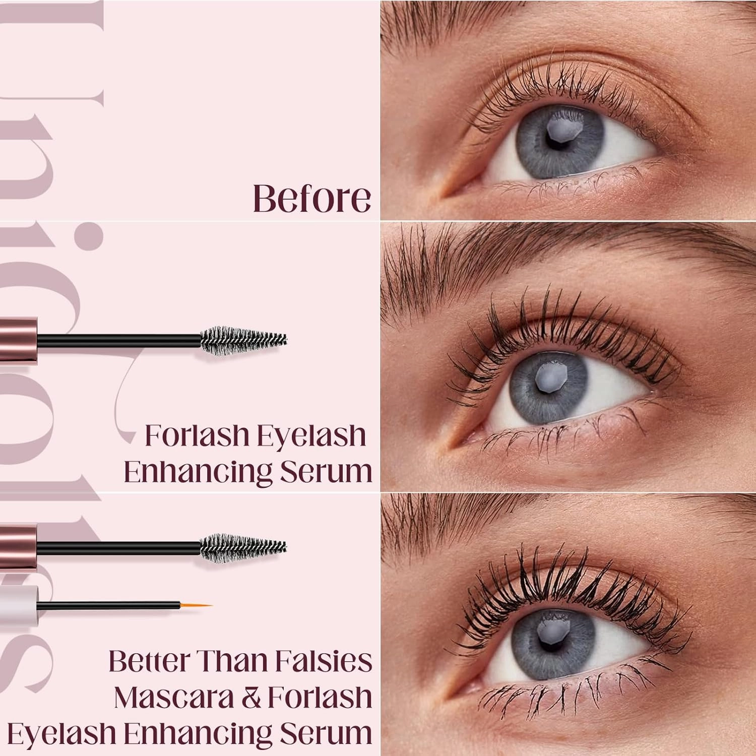 Unidollss Tubing Mascara Volume and Length Black and Lash Serum Set Lengthening Long Lasting All Day,Eyelash Growth Serum for Thicker,Longer Lash and Eyebrow,Tubing Mascara for 30  Women,Gluten-free