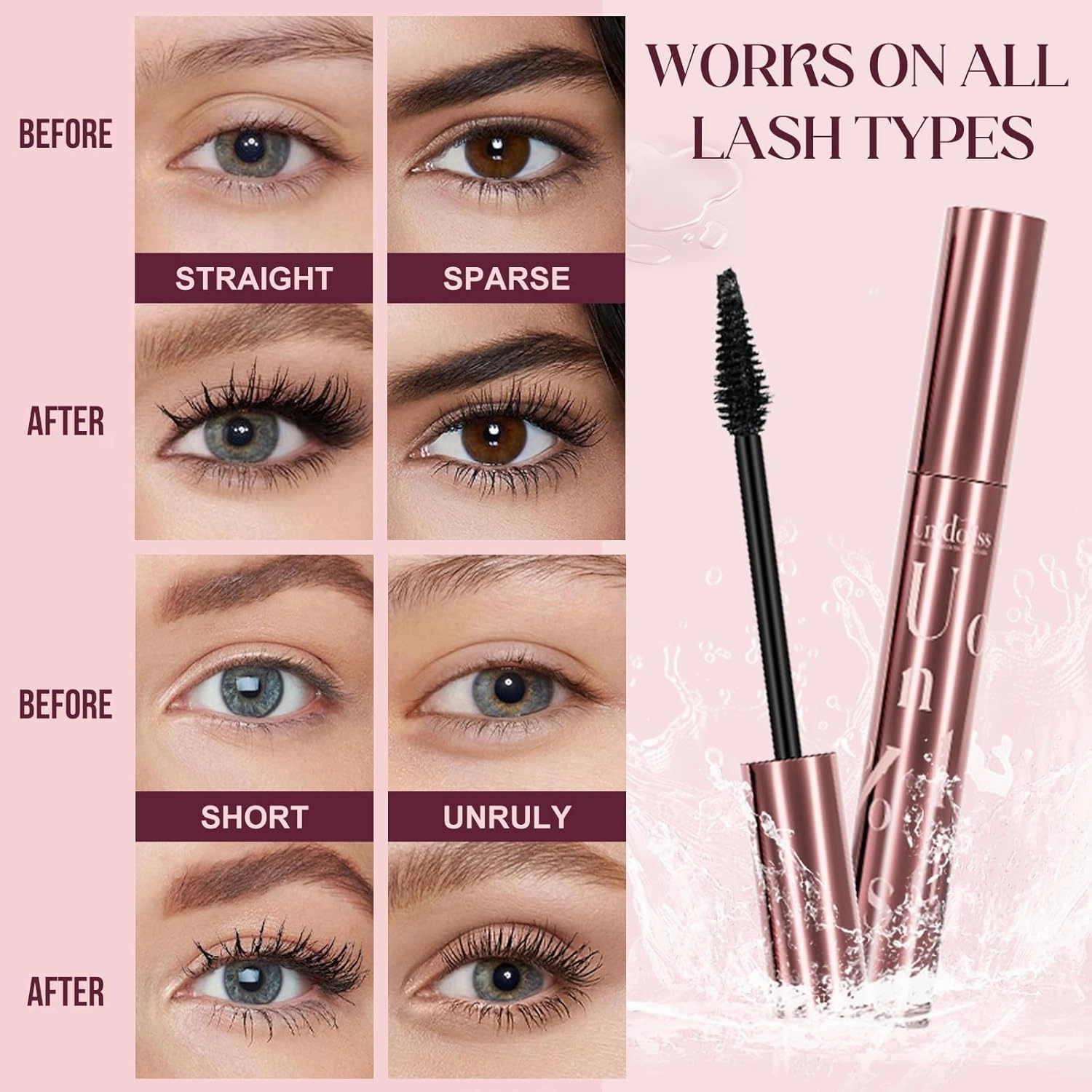 Unidollss Tubing Mascara Volume and Length Black and Lash Serum Set Lengthening Long Lasting All Day,Eyelash Growth Serum for Thicker,Longer Lash and Eyebrow,Tubing Mascara for 30  Women,Gluten-free