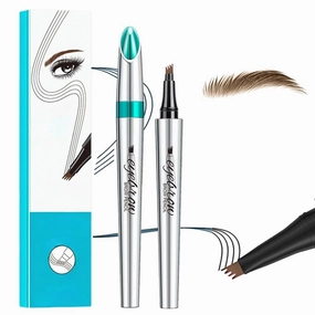 Upgraded Waterproof Microblading Eyebrow Pen, 3D Microblading Eyebrow Pencil, 4-Tip Waterproof Long-lasting Eyebrow Pencil, Natural Makeup Fine Stroke Magic Eyebrow Pencil Last All-Day (Light Brown)