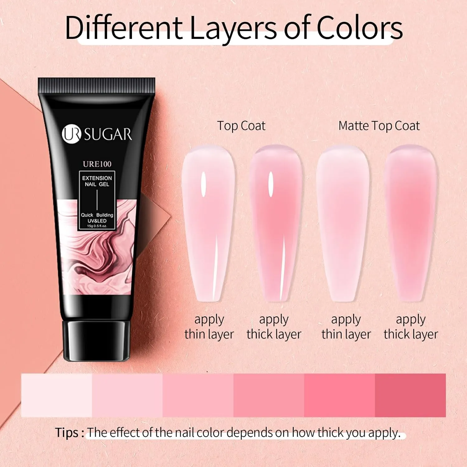 UR SUGAR 20 Colors Extension Gel Nail Set, Jelly Pink Nude Pink Purple Brown Tone Glitter Extension Nail Gel Set for Fall Winter Bulk Bundle Long Lasting Soak Off Gift Box for Women