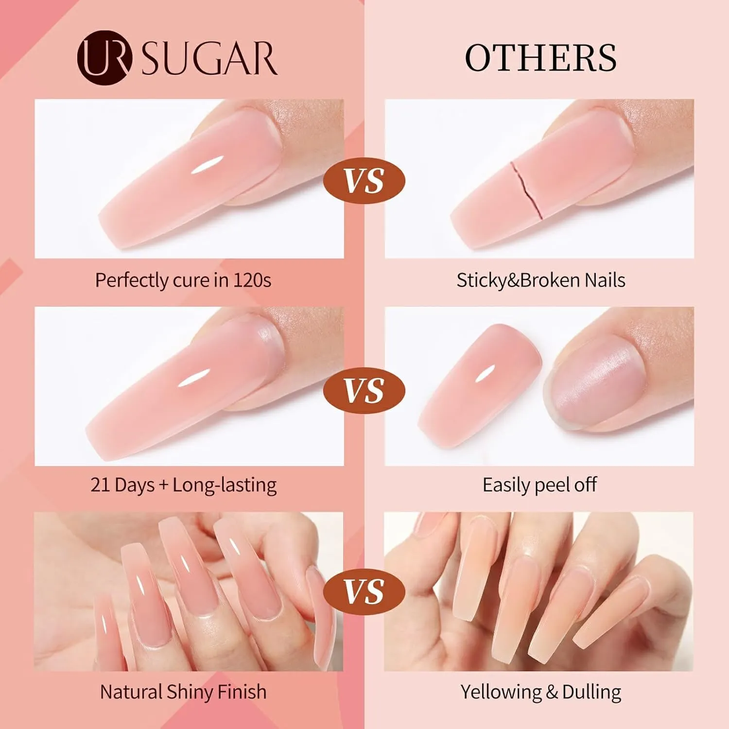 UR SUGAR 20 Colors Extension Gel Nail Set, Jelly Pink Nude Pink Purple Brown Tone Glitter Extension Nail Gel Set for Fall Winter Bulk Bundle Long Lasting Soak Off Gift Box for Women