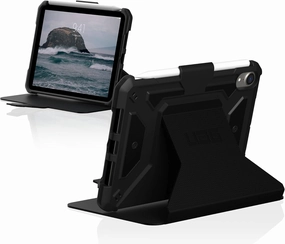 URBAN ARMOR GEAR UAG Designed for iPad Mini Case (6th Gen, 2021) Rugged Tactical Grip Exterior Material Heavy Duty Multi-Angle Viewing Folio Stand w/Pencil Holder Metropolis Protective Cover, Black