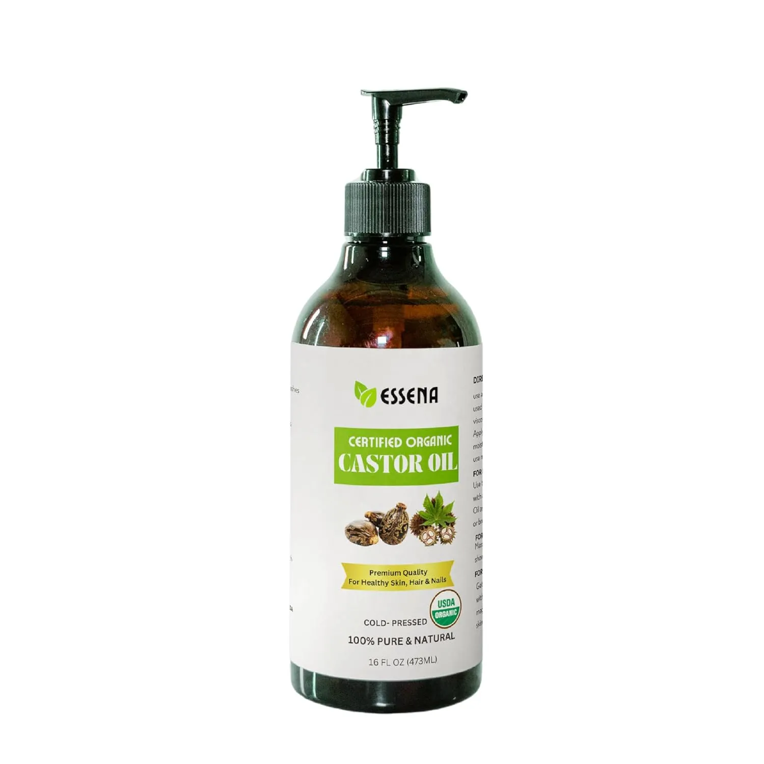 USDA Organic Cold Pressed Unrefined Plastic Bottle 100% Pure Natural Castor Oil Hexan free Extra Vergin for Skin Hair Growth Eyebrow Eyelashes Dry Scalp Castor Oil Pack Pack Wrap