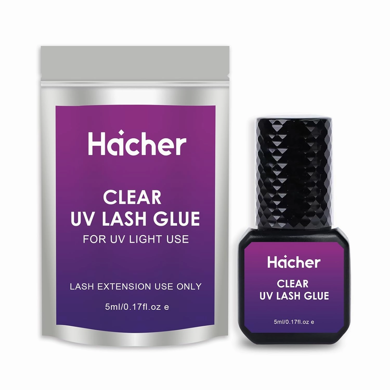 UV Lash Glue for Eyelash Extensions, Curing 1-2 Sec Drying Time, Extreme Retention 7-9 Weeks, Lash Adhesive for UV Light Professional Use Only (0.17 fl.oz / 5ml)