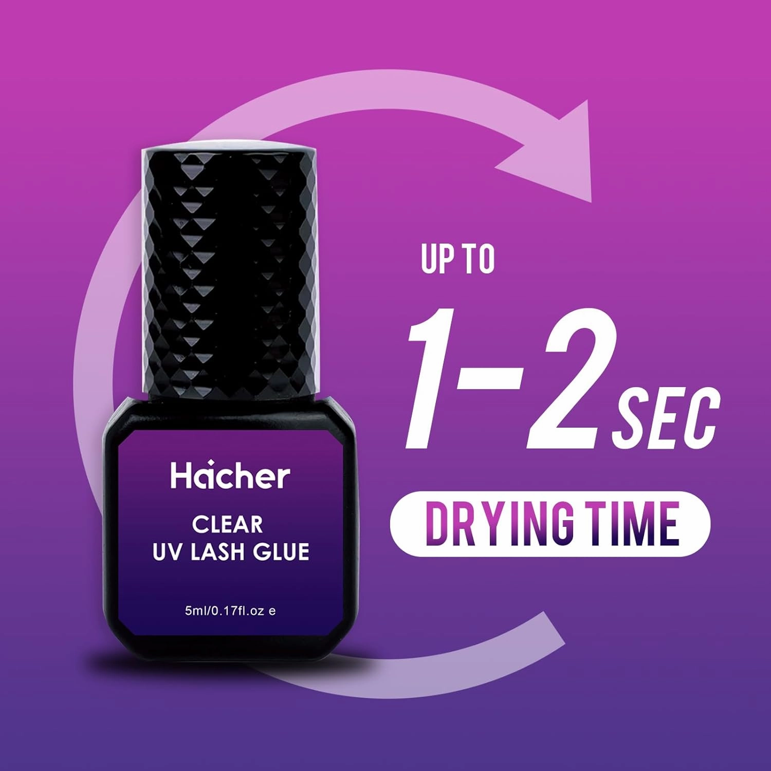 UV Lash Glue for Eyelash Extensions, Curing 1-2 Sec Drying Time, Extreme Retention 7-9 Weeks, Lash Adhesive for UV Light Professional Use Only (0.17 fl.oz / 5ml)