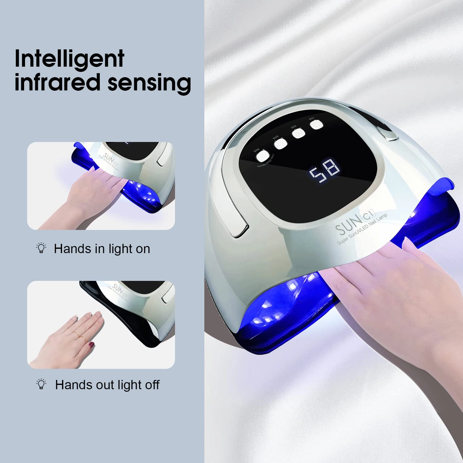 UV LED Nail Lamp, MIRAGE LAYON 288W UV Light Gel Nail Dryer with 63 Lamp Beads, Auto Sensor and 4 Timers LCD Display, Professional Gel UV lamp for Fingernail and Toenail