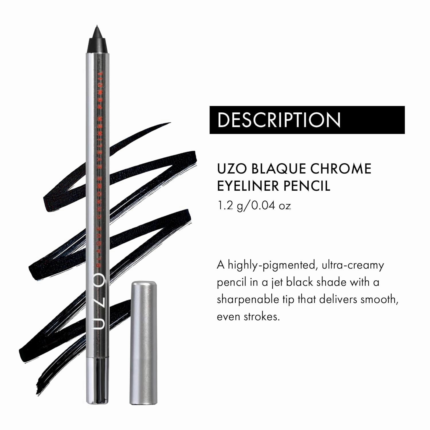 UZO Black Eyeliner Pencil, Highly-Pigmented & Smudge Resistant, Waterproof Eyeliner & Transfer Proof, Matte Finish, Smooth Creamy Application, Long Wearing Eye Liner – Cruelty-Free Eye Pencil