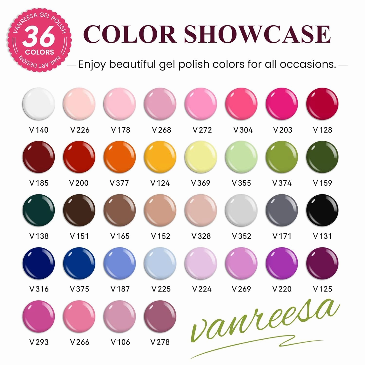 VANREESA Gel Nail Polish Kit with U V Light 52 Pcs Gel Polish Nail Set 36 Colors Nail Polish Set   Base and 3 Effects Top Coat with Manicure Tools Complete DIY Nail Kit Gifts for Women Girls