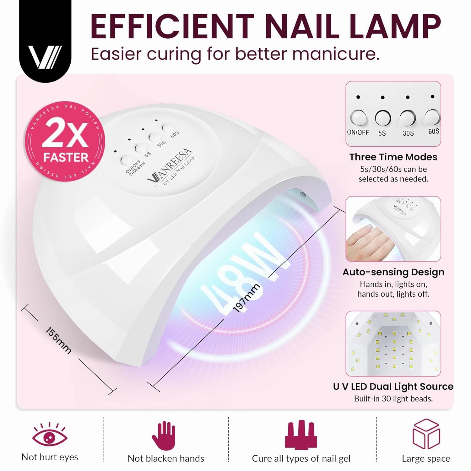 VANREESA Gel Nail Polish Kit with U V Light 52 Pcs Gel Polish Nail Set 36 Colors Nail Polish Set   Base and 3 Effects Top Coat with Manicure Tools Complete DIY Nail Kit Gifts for Women Girls