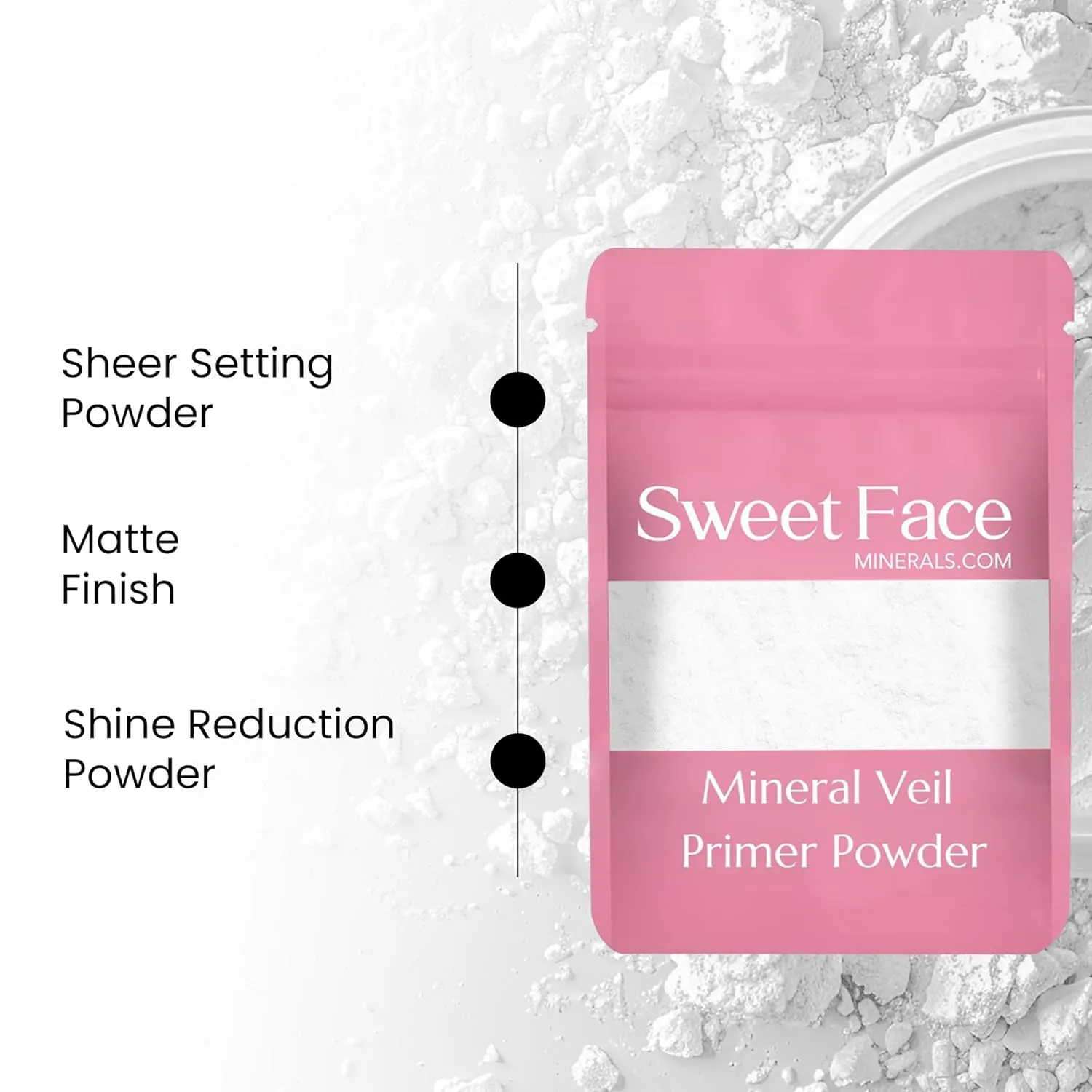 VEIL PRIMER BULK POWDER (8oz Refill Pouch) Matte Loose Minerals SPF 20 Oil Control Blurs Bare Face Extends Makeup Wear Melts Clear for Flawless Prep Before and Illuminating Setting Finish After