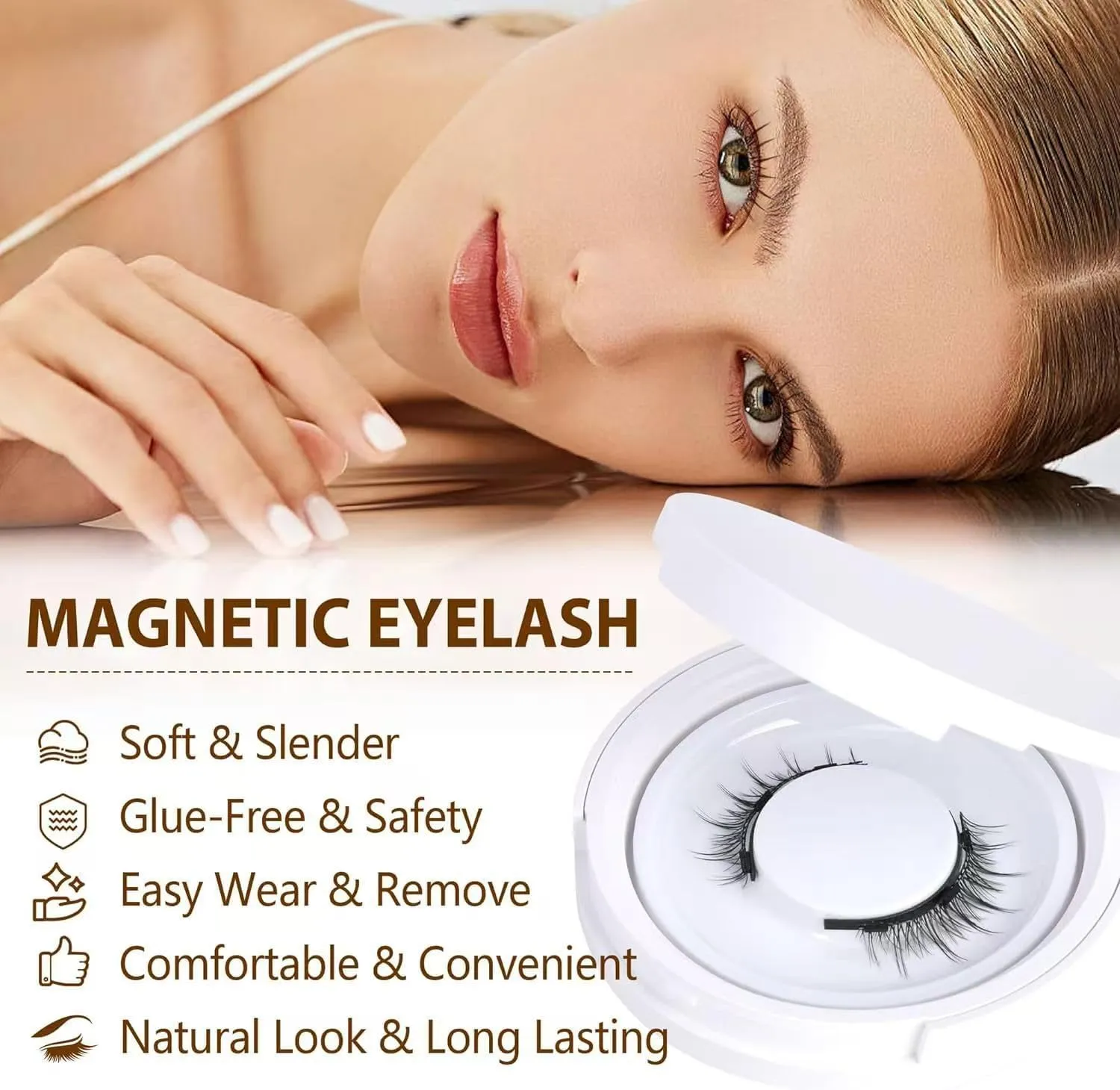 Velleara Magnetic Lashes Natural Look,Velleara Magnetic Eyelashes Kit with Applicator (Fuller)
