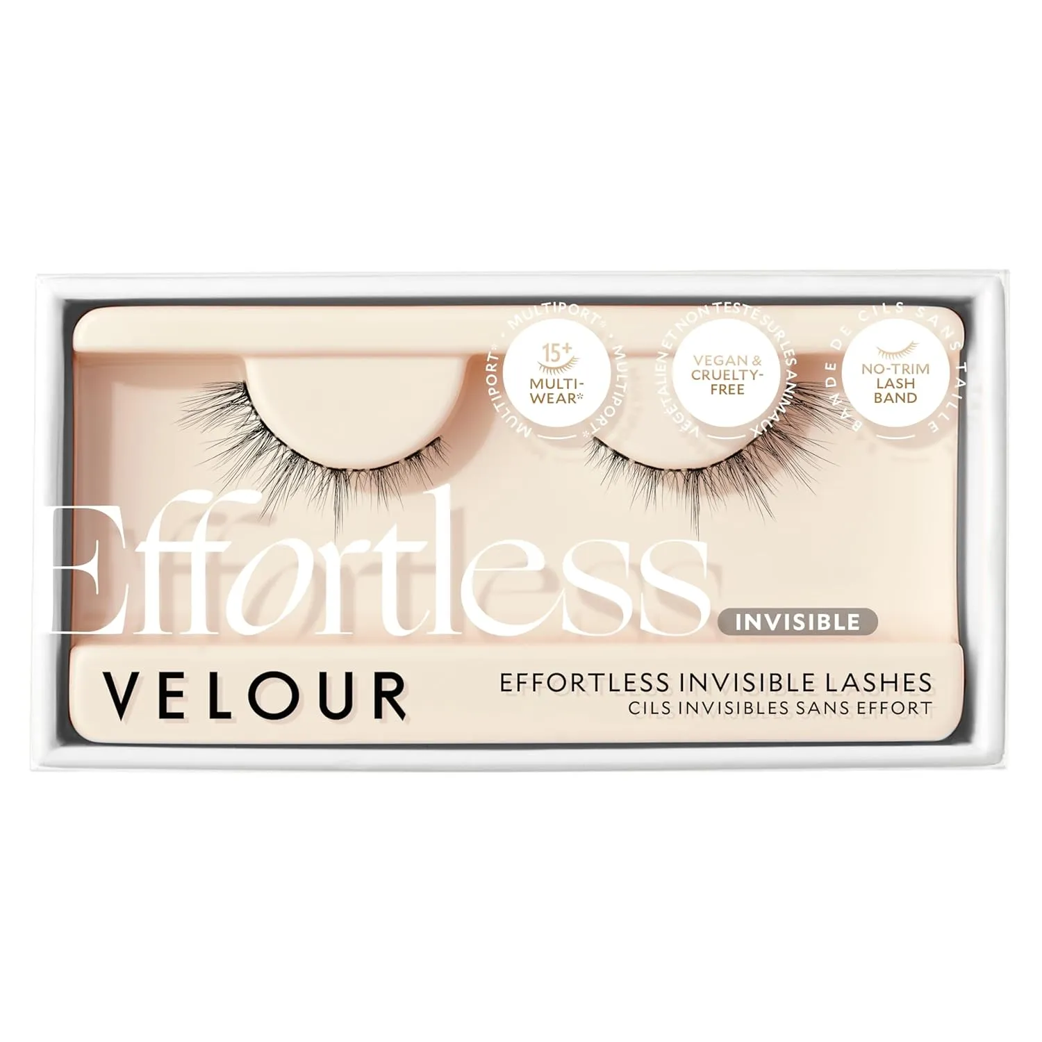 Velour Effortless Invisible Lashes, Lash Extension Look, Natural Looking False Eyelashes, Reusable Fake Lashes, Fluffy & Lightweight No Trim Eyelashes, Vegan, Glue not included (In the Nude)